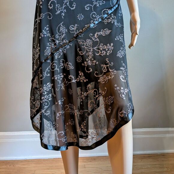 Vintage Y2K Taboo Black Halter Dress Floral Glitter Dark Fairycore Prom Size XL - Picture 6 of 13